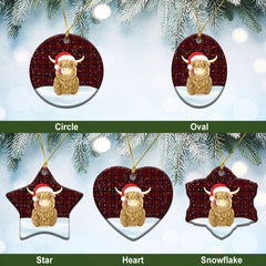 Walker Tartan Christmas Ceramic Ornament - Highland Cows Style