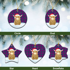 Wardlaw Modern Tartan Christmas Ceramic Ornament - Highland Cows Style