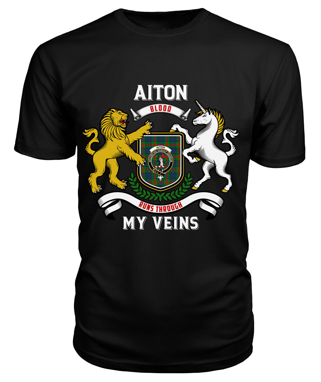 Aiton Tartan Crest 2D T-shirt - Blood Runs Through My Veins Style