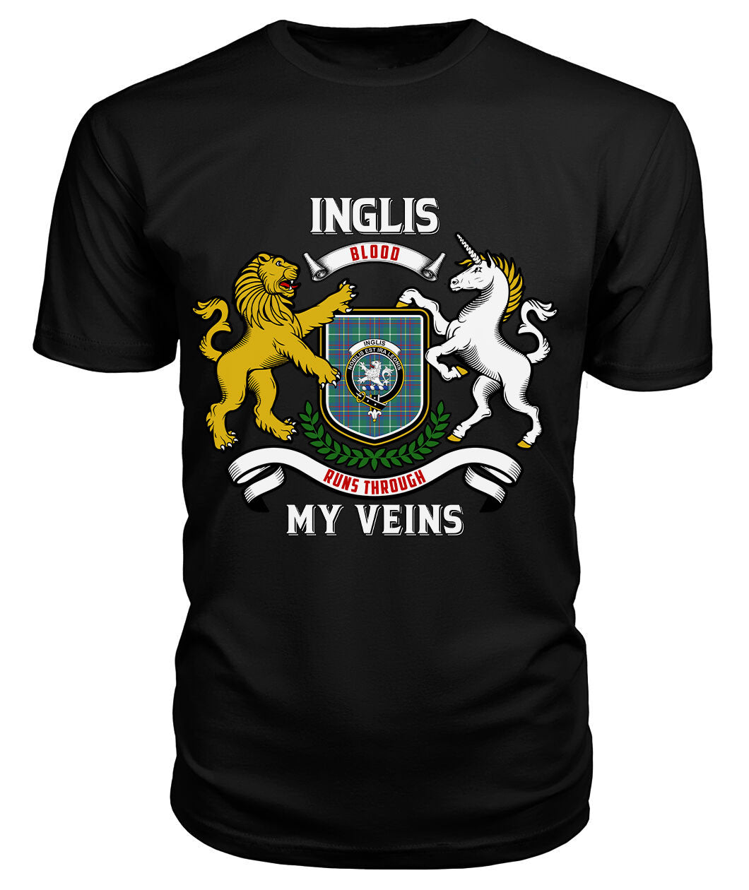 Inglis Ancient Tartan Crest 2D T-shirt - Blood Runs Through My Veins Style