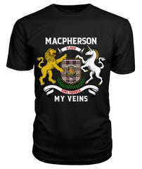 MacPherson Hunting Ancient Tartan Crest 2D T-shirt - Blood Runs Through My Veins Style