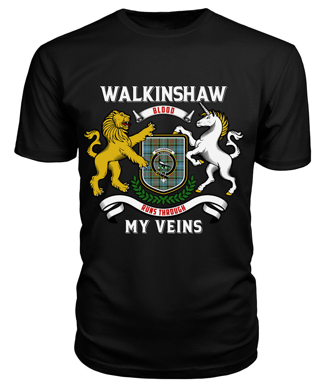 Walkinshaw Tartan Crest 2D T-shirt - Blood Runs Through My Veins Style