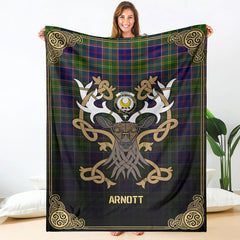 Arnott Tartan Crest Premium Blanket - Celtic Stag style