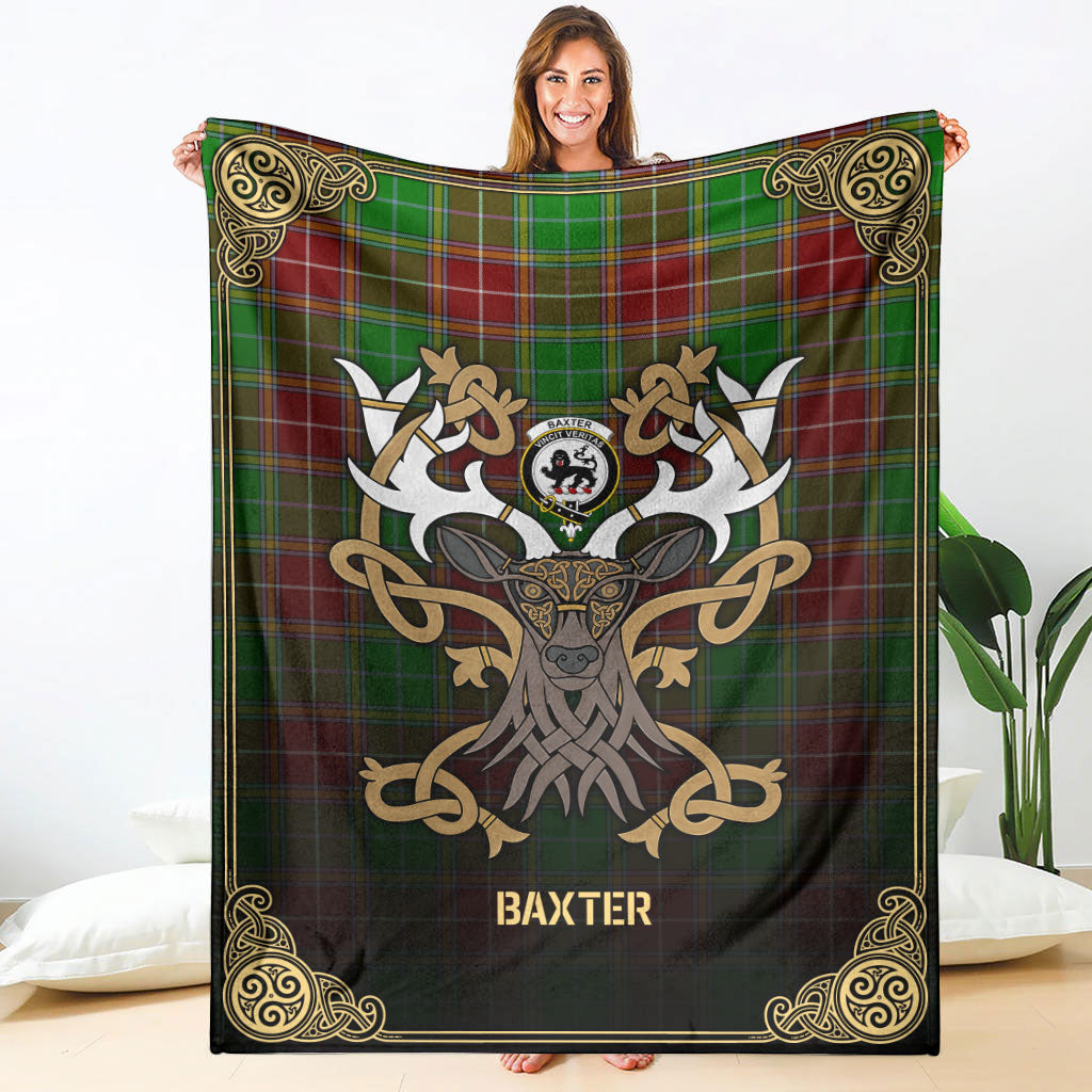 Baxter Modern Tartan Crest Premium Blanket - Celtic Stag style