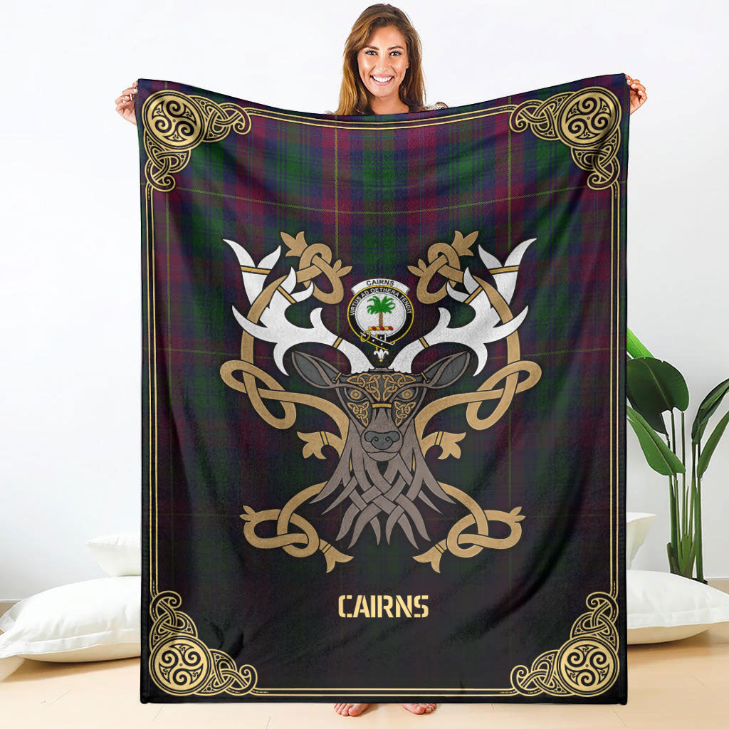 Cairns Tartan Crest Premium Blanket - Celtic Stag style