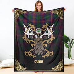 Cairns Tartan Crest Premium Blanket - Celtic Stag style