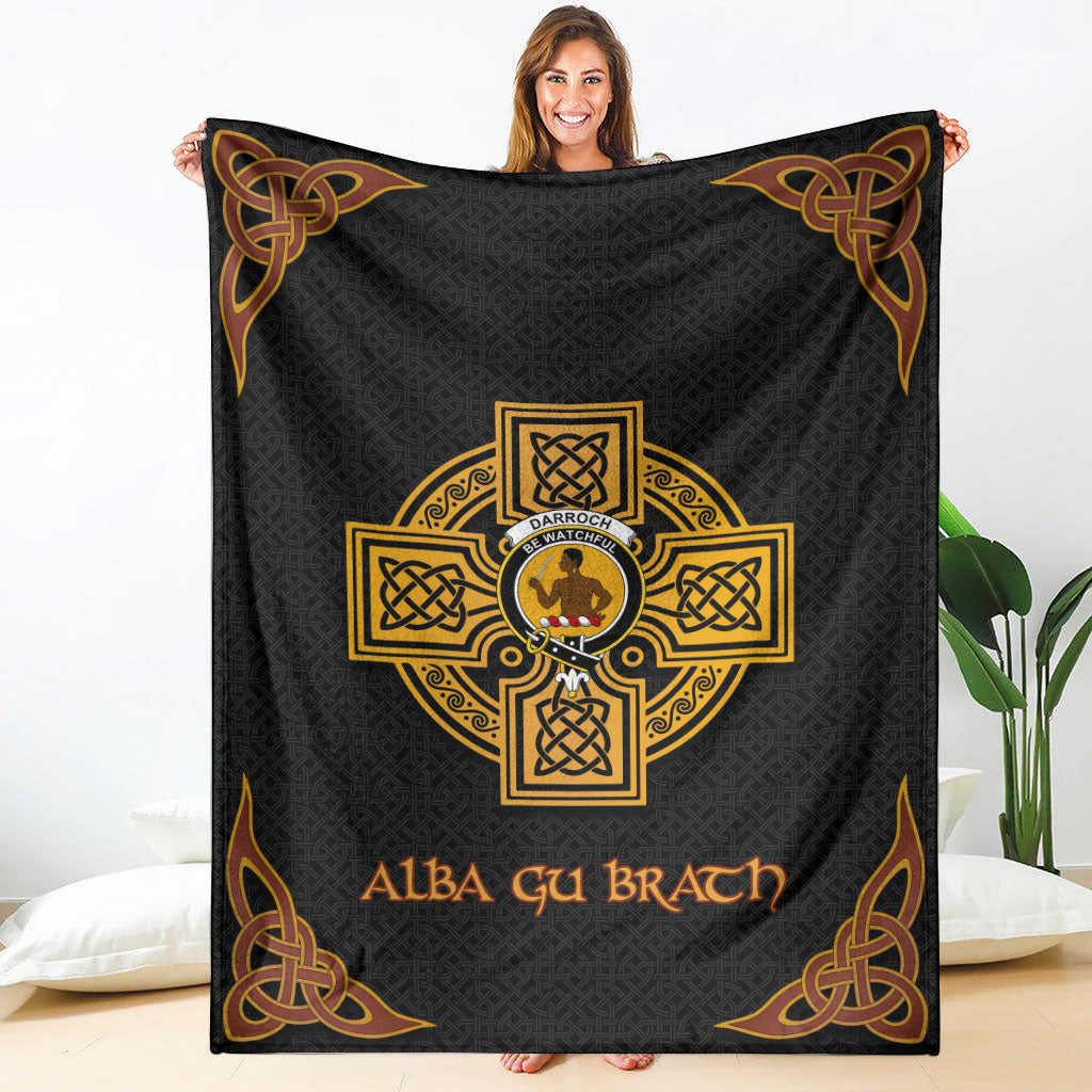 Darroch (of Gourock) Crest Premium Blanket - Black Celtic Cross Style