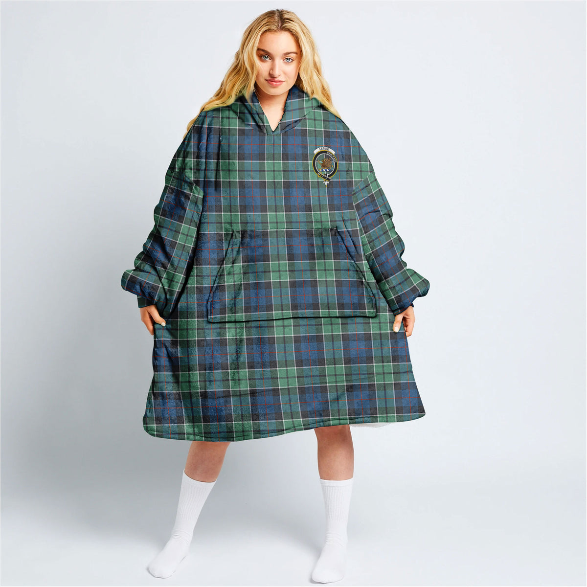 Leslie Hunting Ancient Tartan Hoodie Blanket