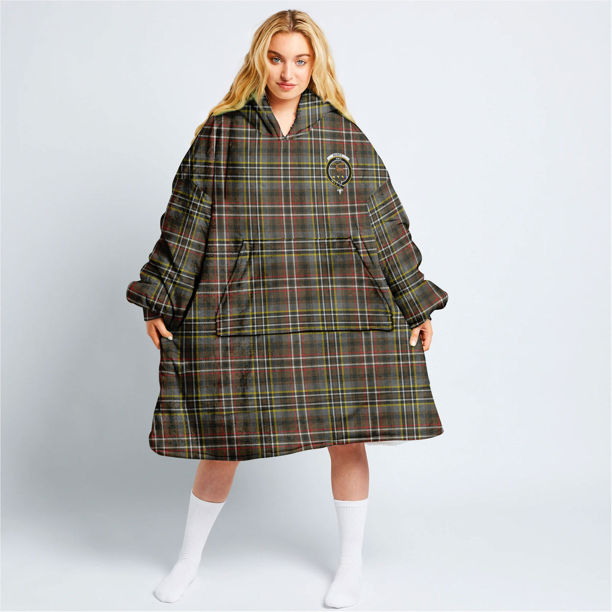 Scott Green Weathered Tartan Hoodie Blanket