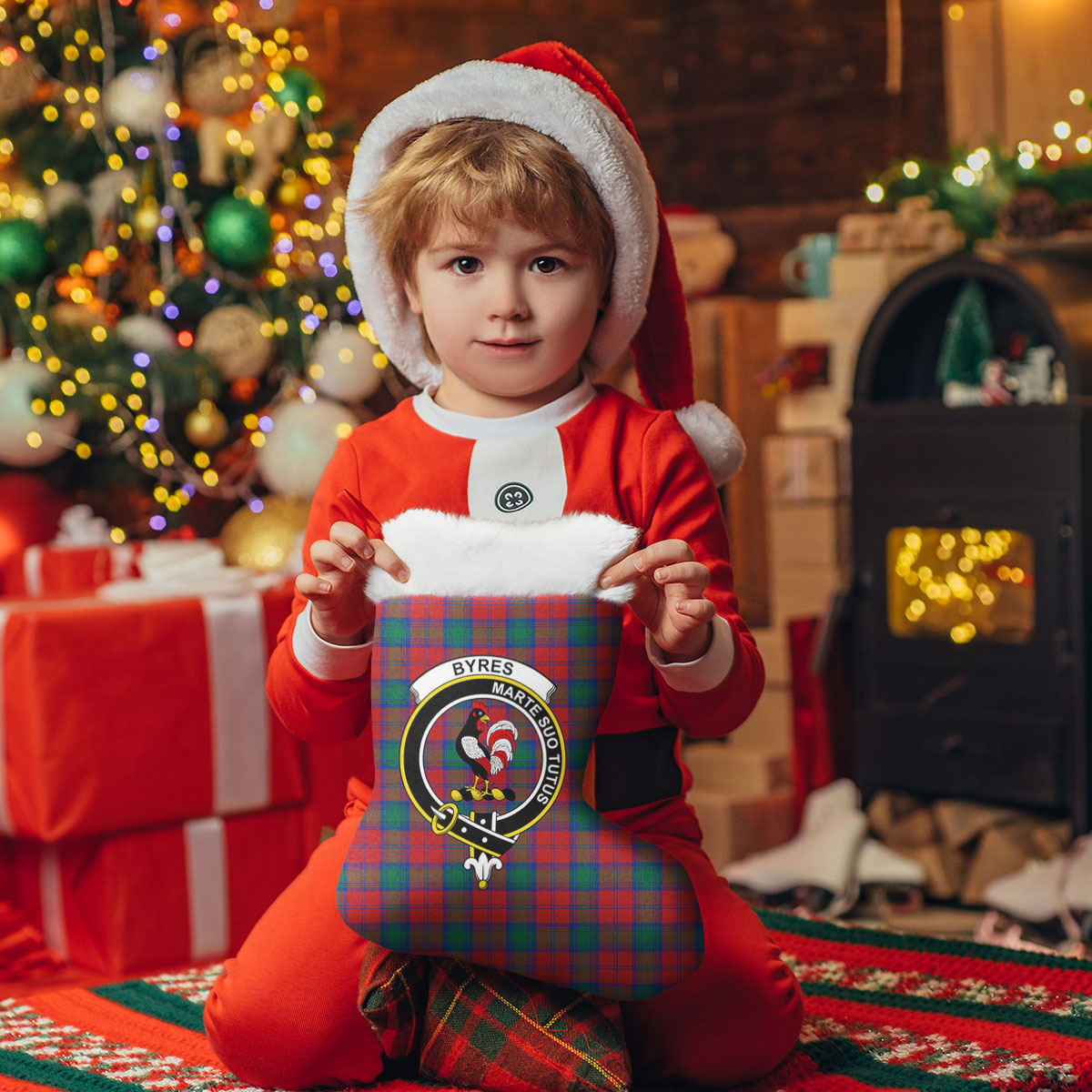 Byres Tartan Crest Christmas Stocking