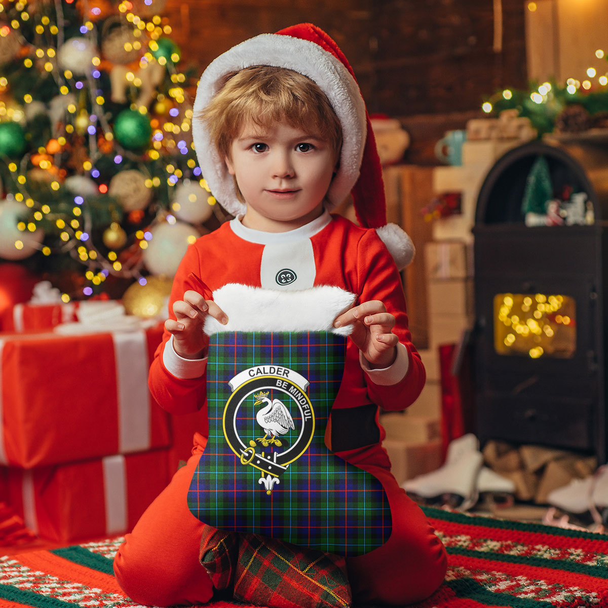 Calder (Calder-Campbell) Tartan Crest Christmas Stocking