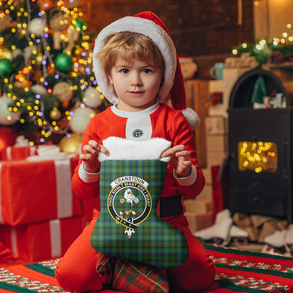 Cranstoun Tartan Crest Christmas Stocking