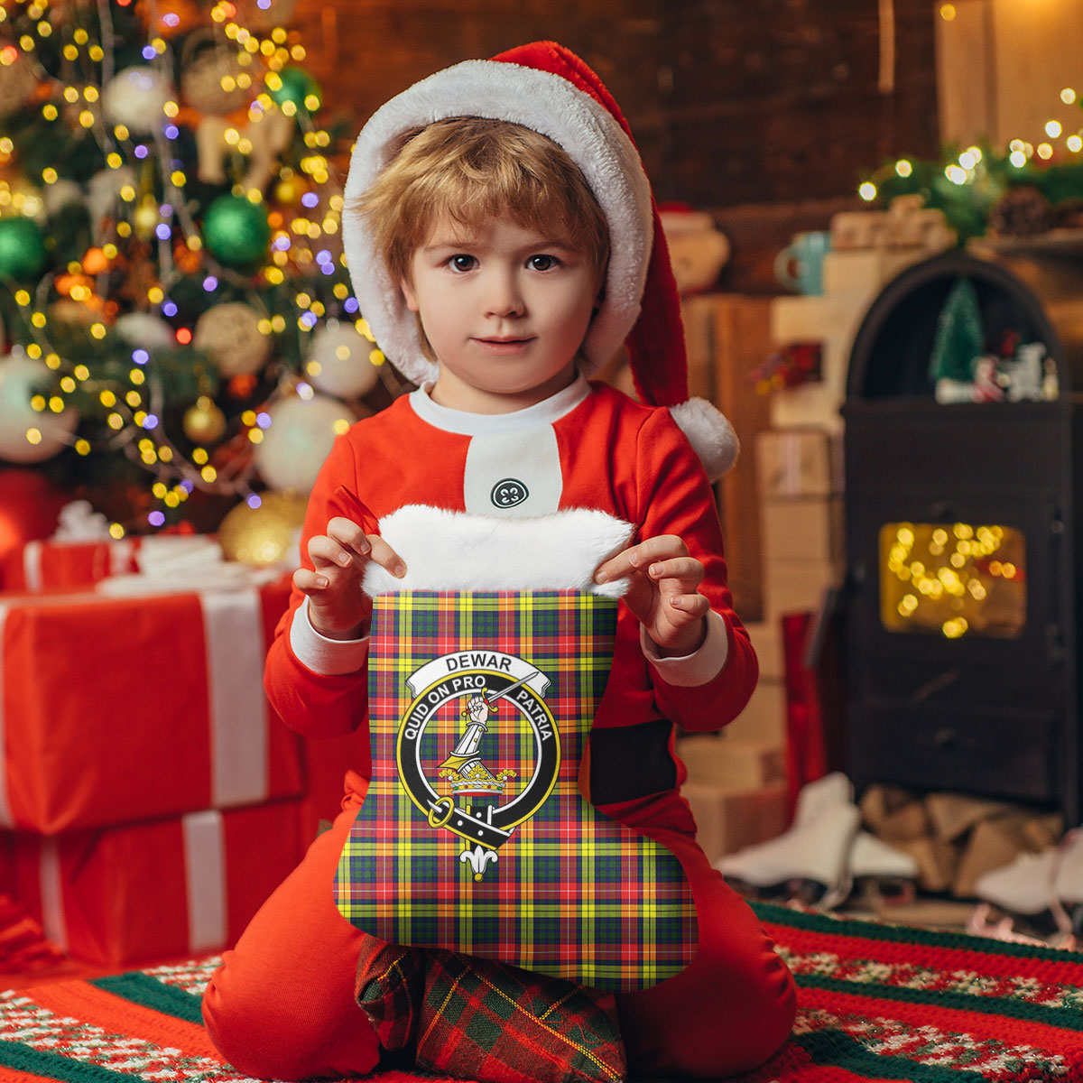 Dewar Tartan Crest Christmas Stocking