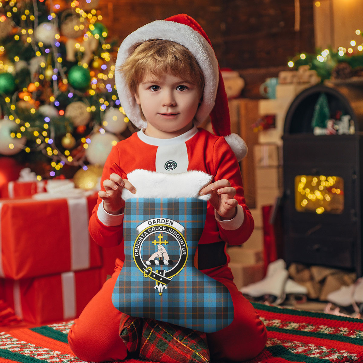 Garden Tartan Crest Christmas Stocking