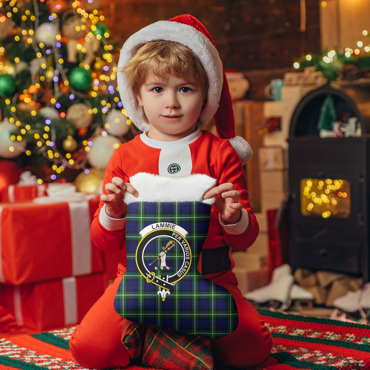 Lammie Tartan Crest Christmas Stocking