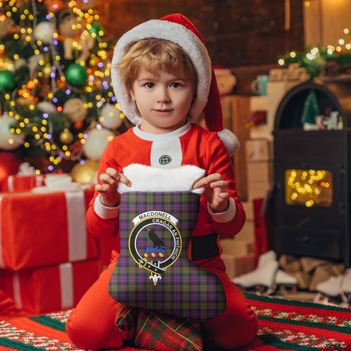 MacDonnell of Glengarry Modern Tartan Crest Christmas Stocking