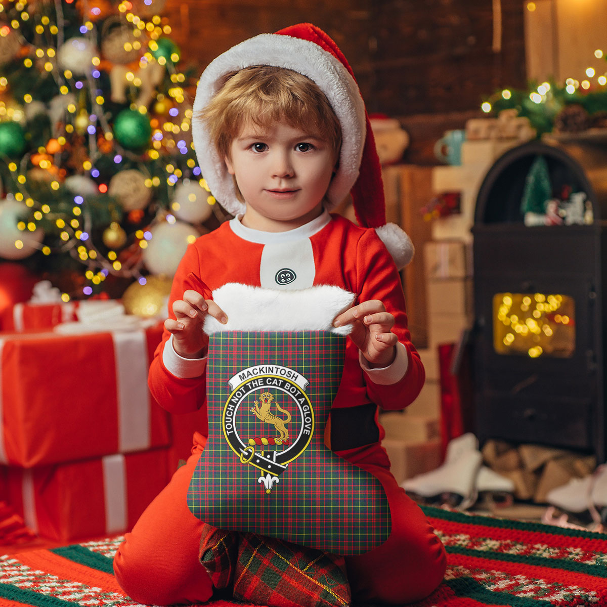 MacKintosh Hunting Modern Tartan Crest Christmas Stocking