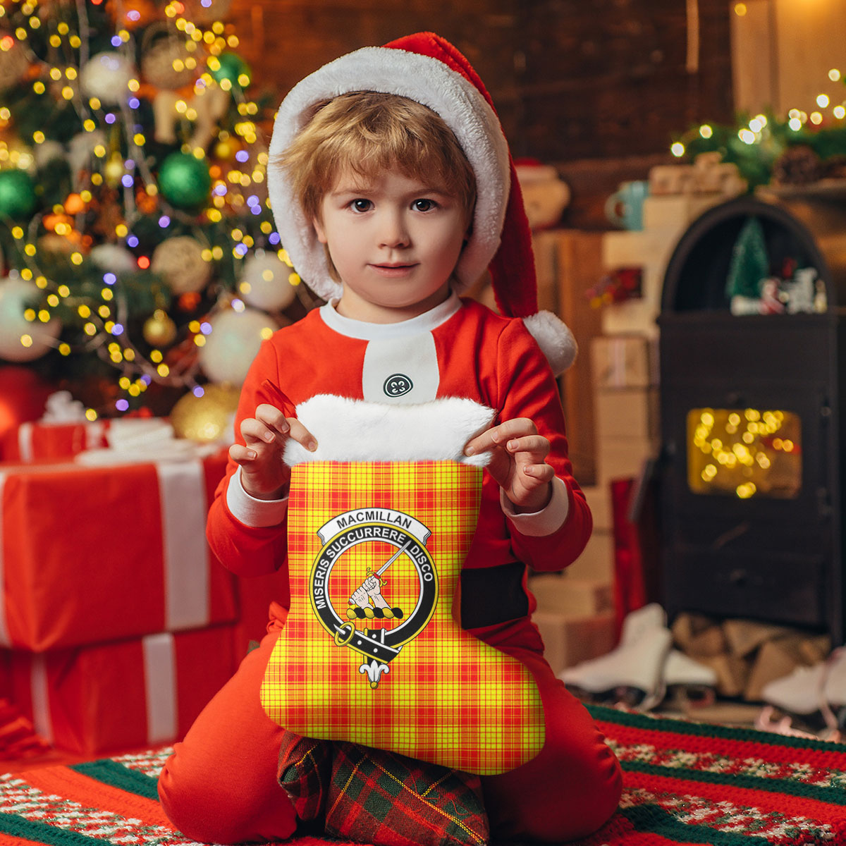 MacMillan Clan Tartan Crest Christmas Stocking