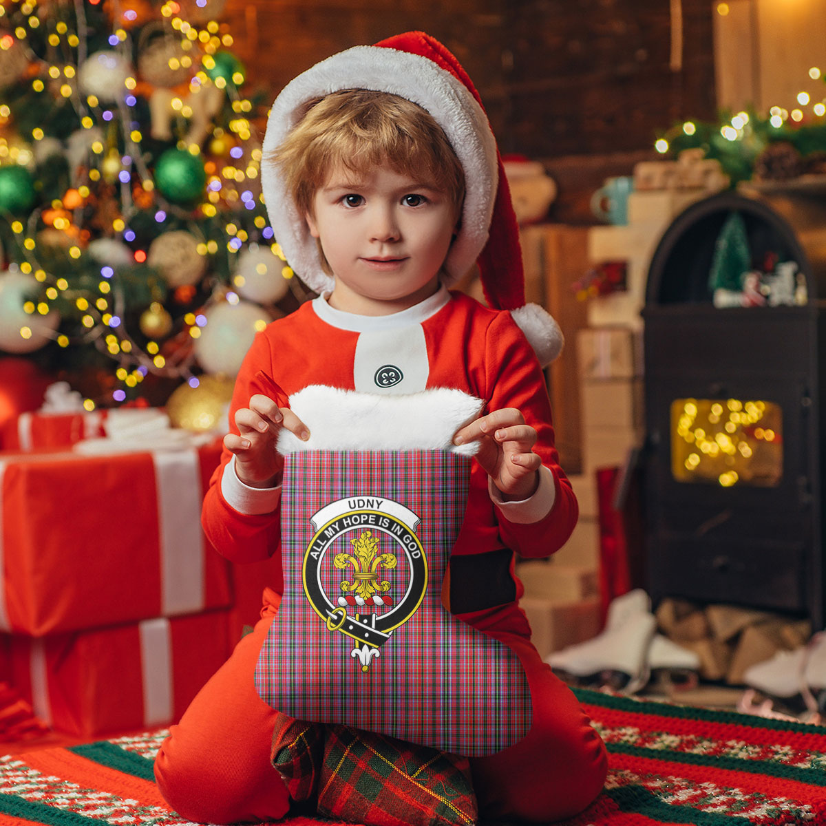 Udny Tartan Crest Christmas Stocking