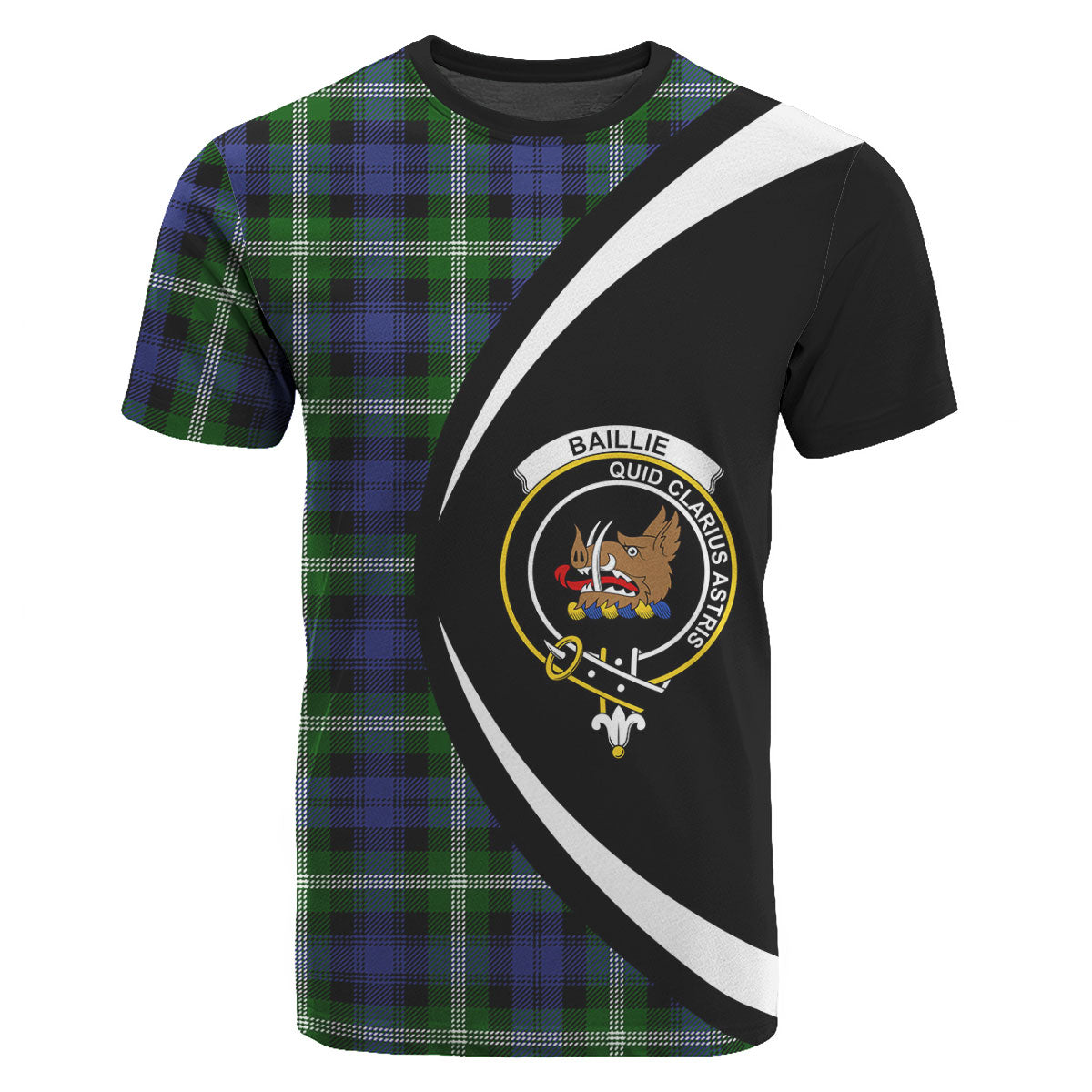 Baillie Modern Tartan Crest T-shirt - Circle Style