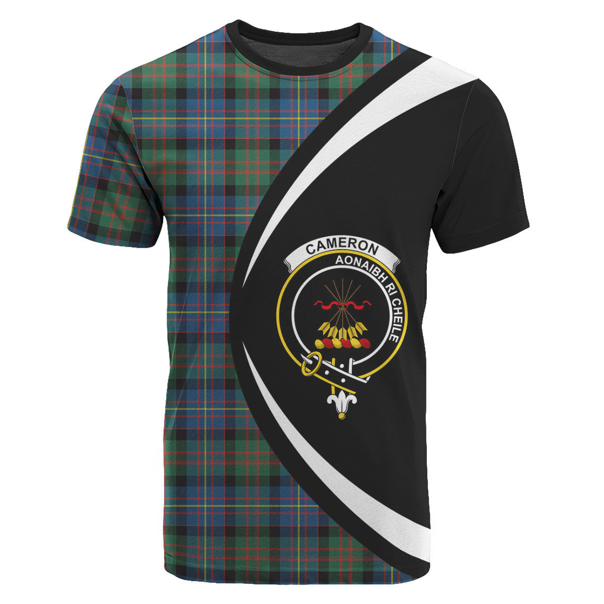 Cameron of Erracht Ancient Tartan Crest T-shirt - Circle Style