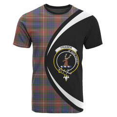 Fraser (of Lovat) Hunting Modern Tartan Crest T-shirt - Circle Style