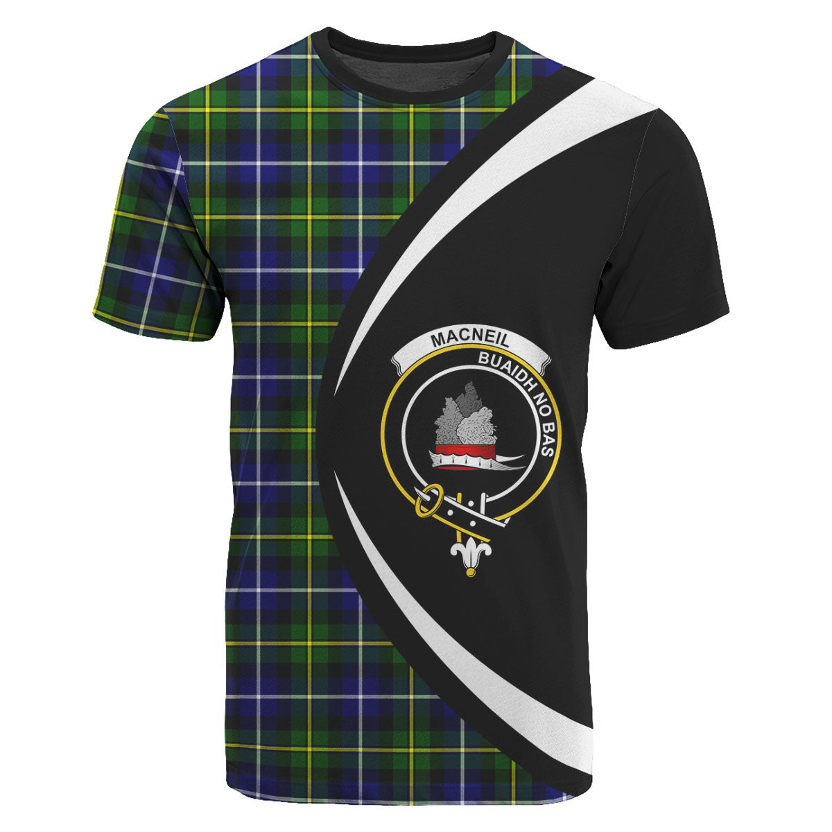 MacNeil of Barra Modern Tartan Crest T-shirt - Circle Style