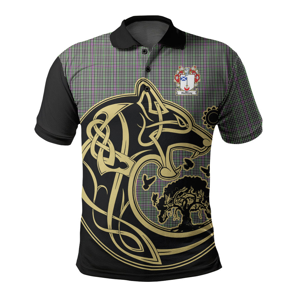 Halliday Tartan Polo Shirt Viking Wolf