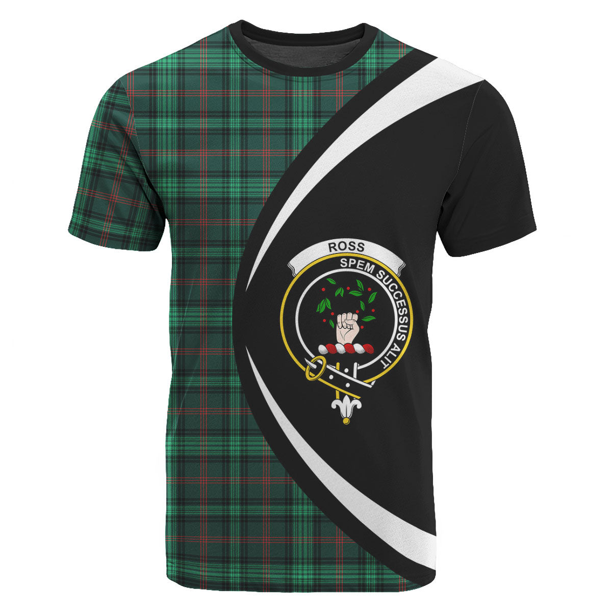 Ross Hunting Modern Tartan Crest T-shirt - Circle Style