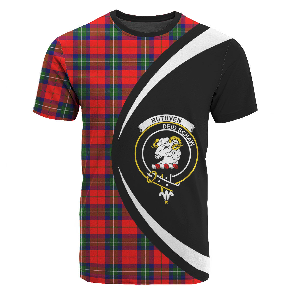 Ruthven Modern Tartan Crest T-shirt - Circle Style