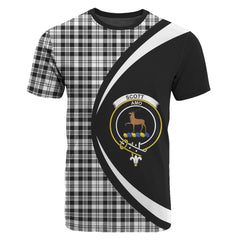 Scott Black & White Modern Tartan Crest T-shirt - Circle Style