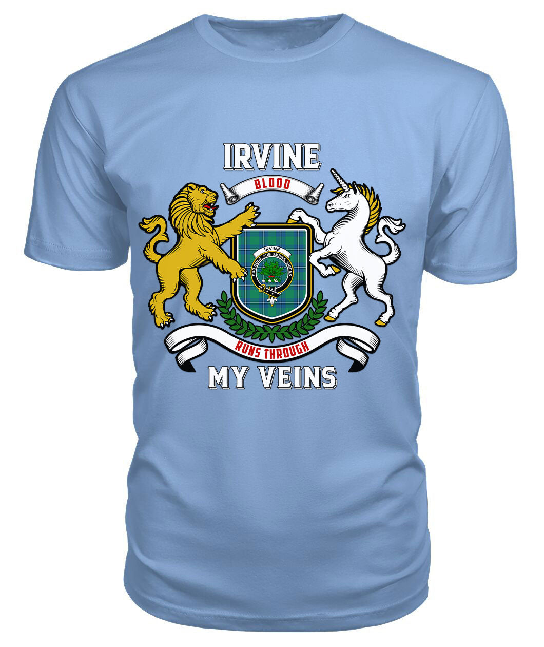 Irvine Ancient Tartan Crest 2D T-shirt - Blood Runs Through My Veins Style