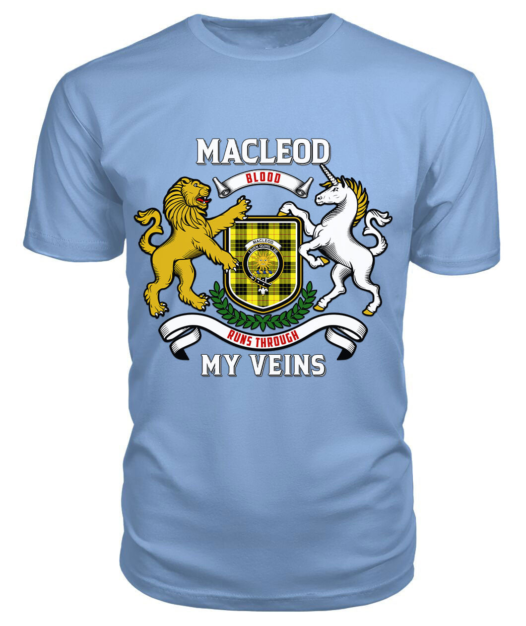 MacLeod of Lewis Modern Tartan Crest 2D T-shirt - Blood Runs Through My Veins Style