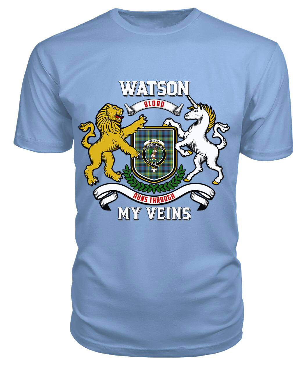 Watson Ancient Tartan Crest 2D T-shirt - Blood Runs Through My Veins Style