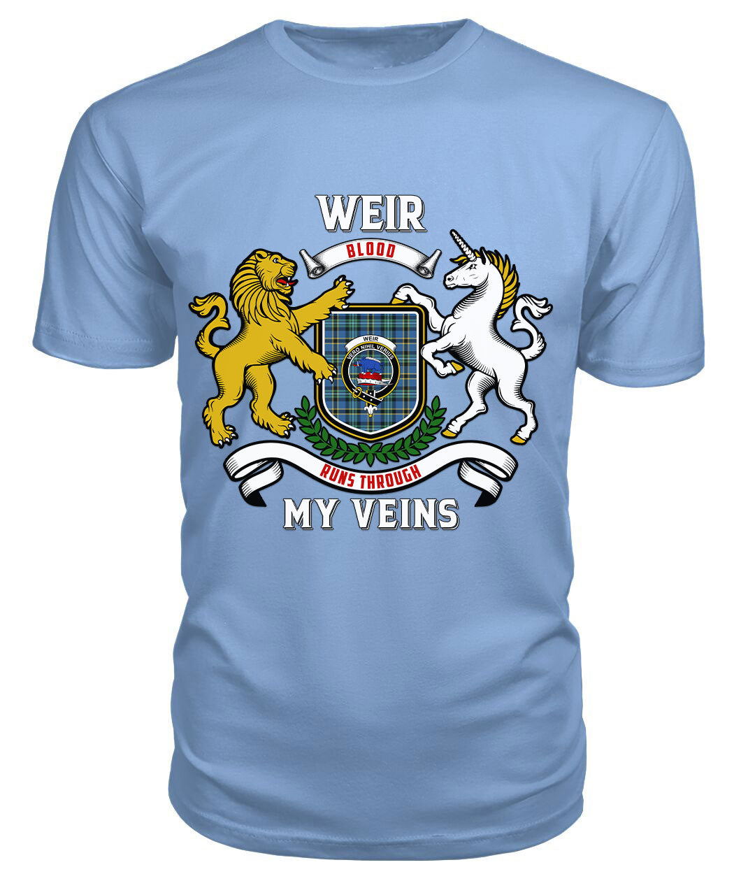 Weir Ancient Tartan Crest 2D T-shirt - Blood Runs Through My Veins Style