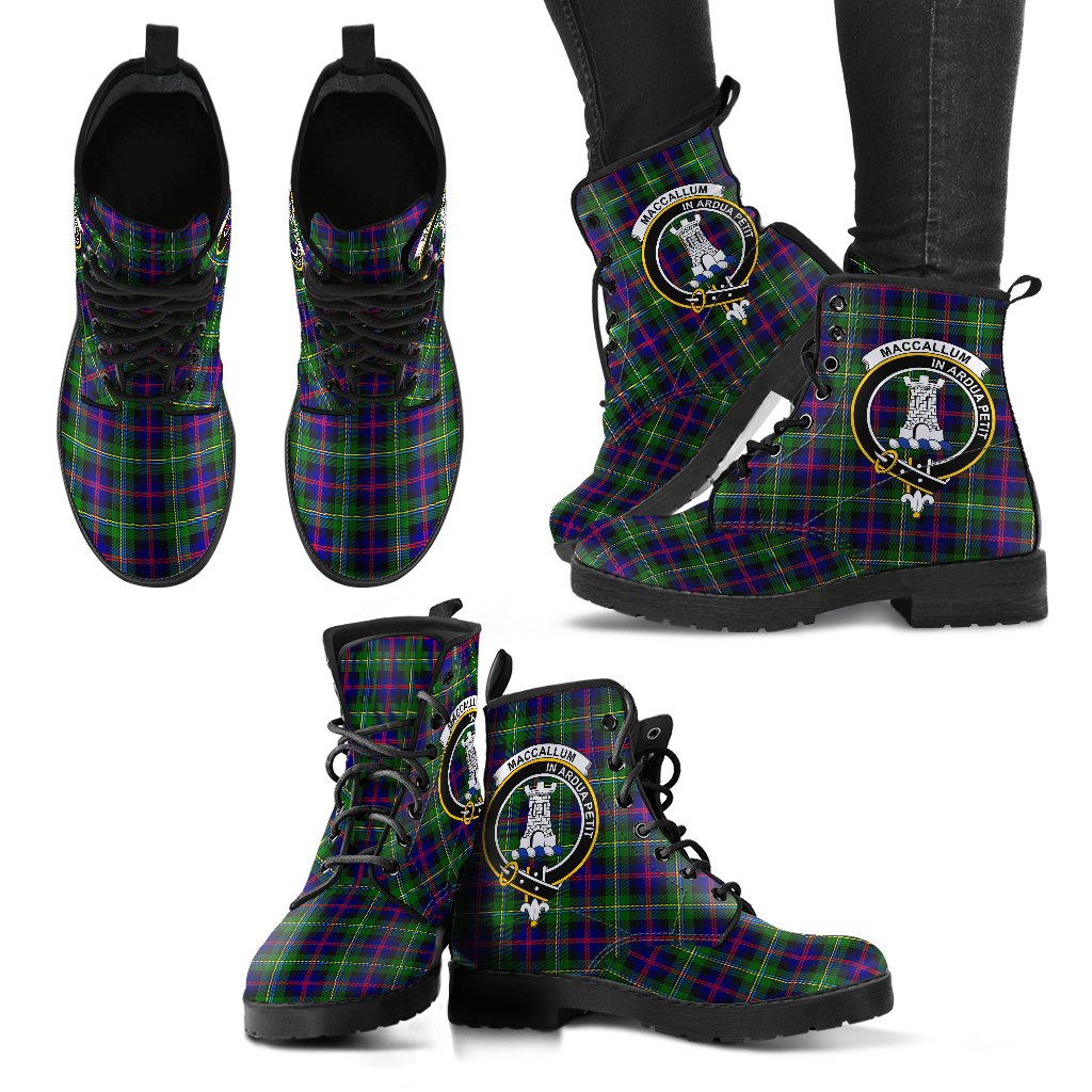 Malcolm (MacCallum) Modern Tartan Crest Leather Boots