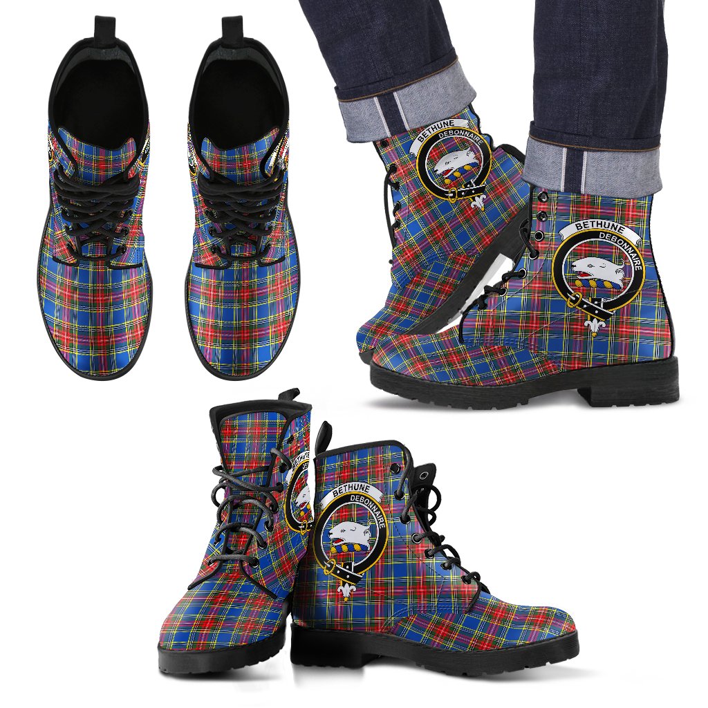 Bethune Tartan Crest Leather Boots