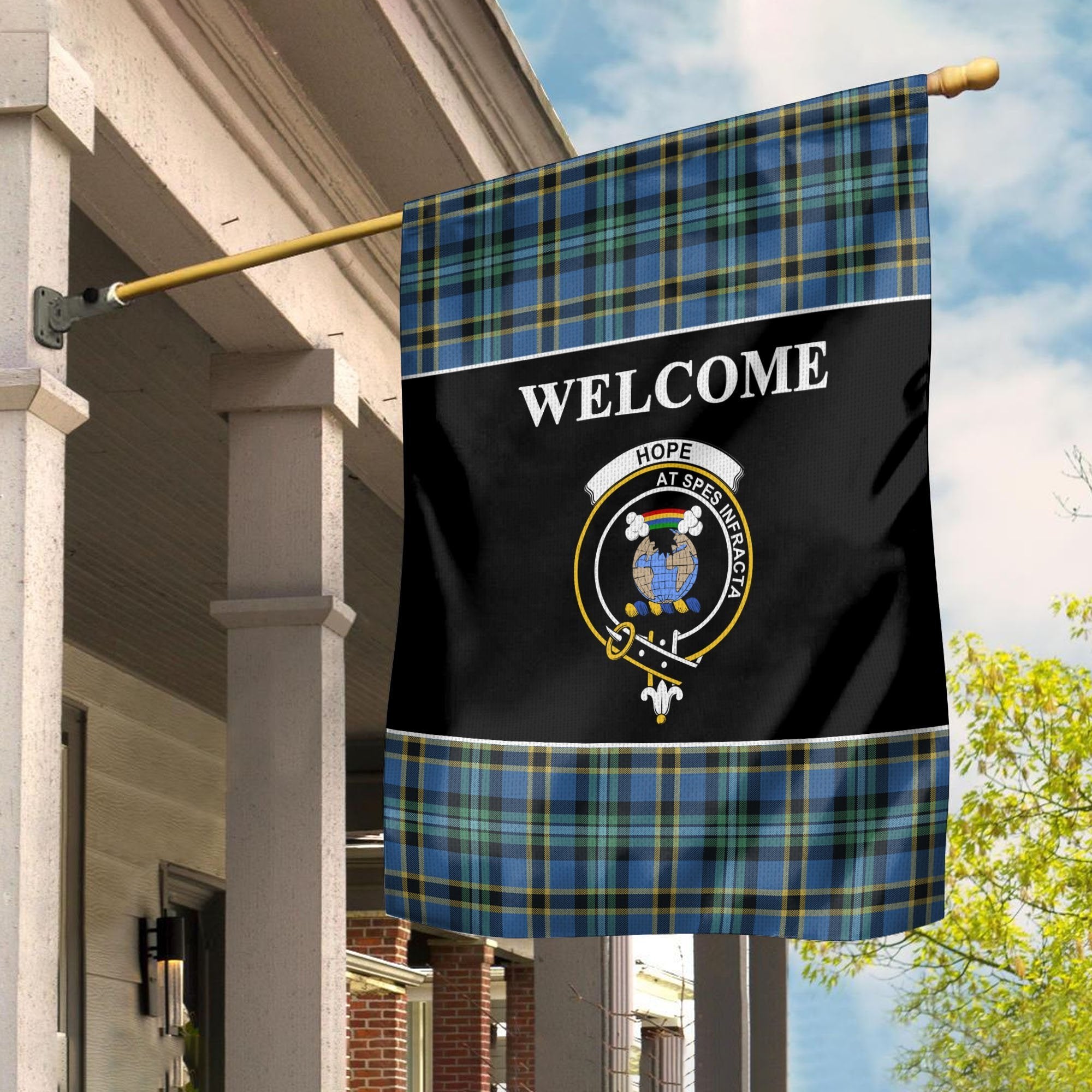 Hope Tartan Crest Black Garden Flag