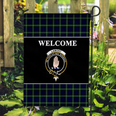 Lamont Tartan Crest Black Garden Flag