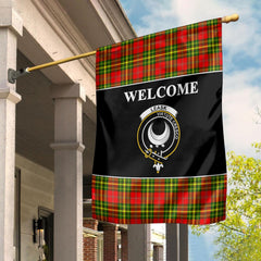 Leask Tartan Crest Black Garden Flag