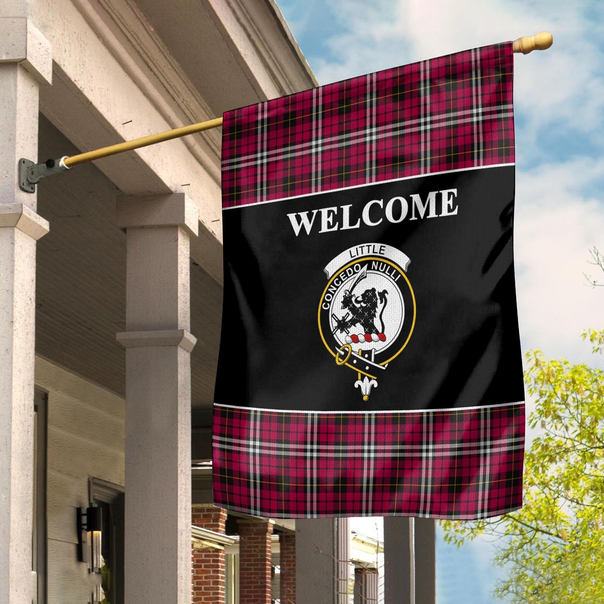 Little Tartan Crest Black Garden Flag