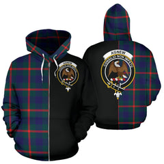 Agnew Modern Tartan Crest Zipper Hoodie - Half Of Me Style