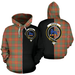 Bruce Ancient Tartan Crest Zipper Hoodie - Half Of Me Style