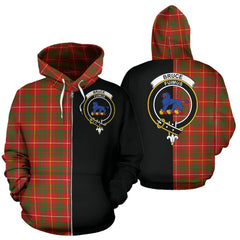 Bruce Modern Tartan Crest Zipper Hoodie - Half Of Me Style