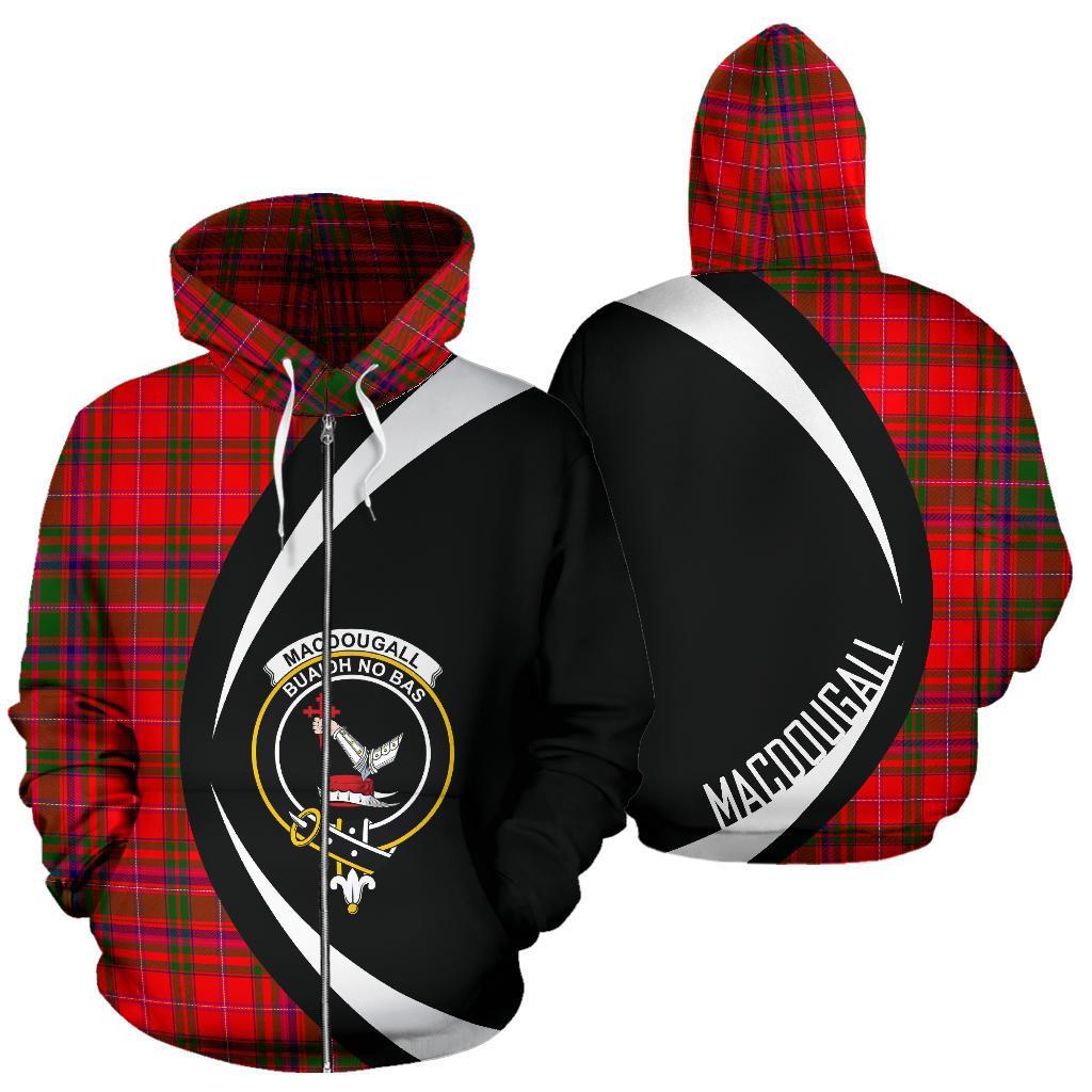 MacDougall Modern Tartan Crest Zipper Hoodie - Circle Style