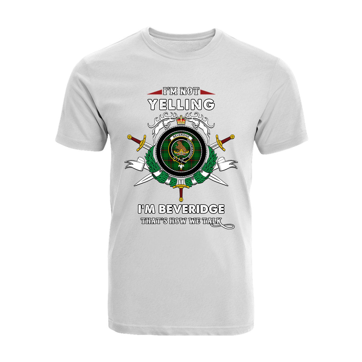 Beveridge Tartan Crest T-shirt - I'm not yelling style