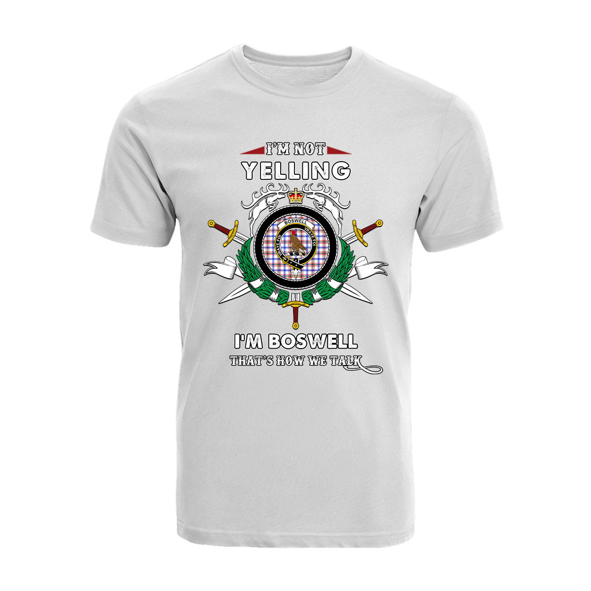 Boswell Tartan Crest T-shirt - I'm not yelling style