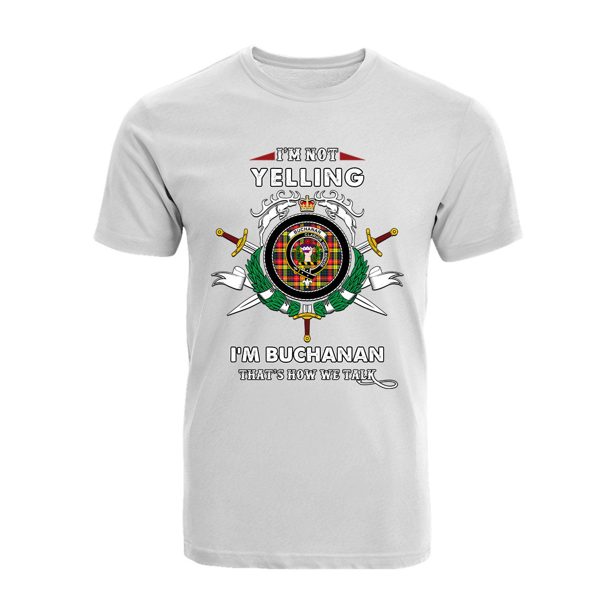 Buchanan Tartan Crest T-shirt - I'm not yelling style