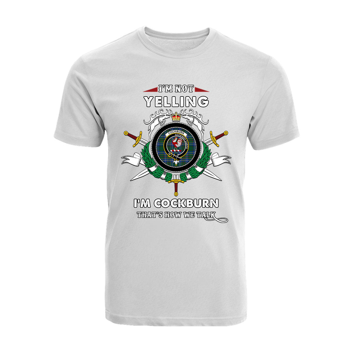 Cockburn Tartan Crest T-shirt - I'm not yelling style