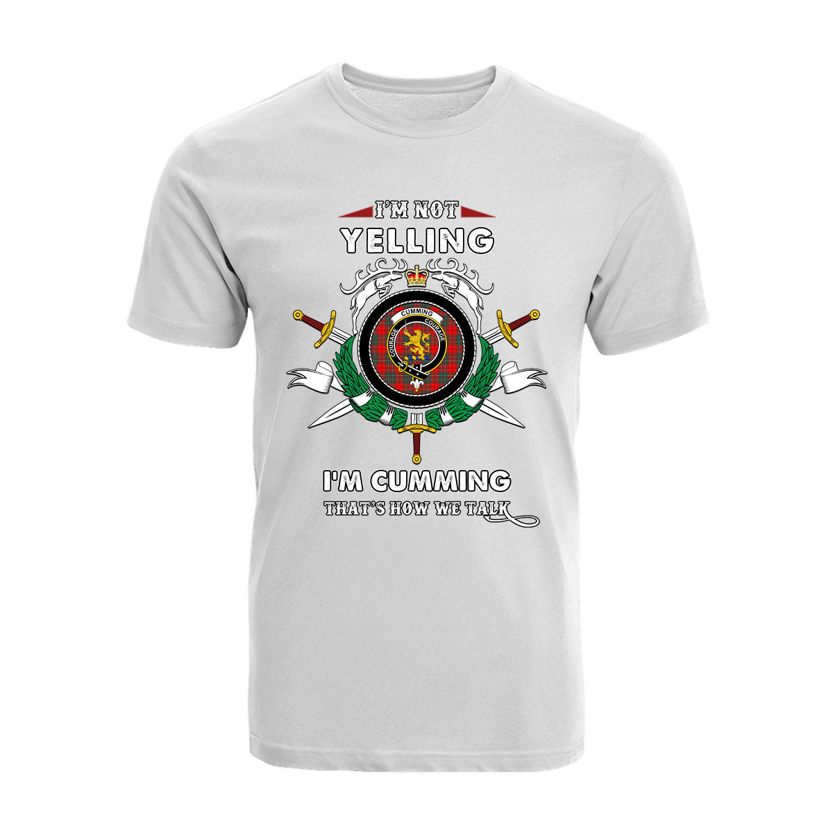 Cumming Tartan Crest T-shirt - I'm not yelling style